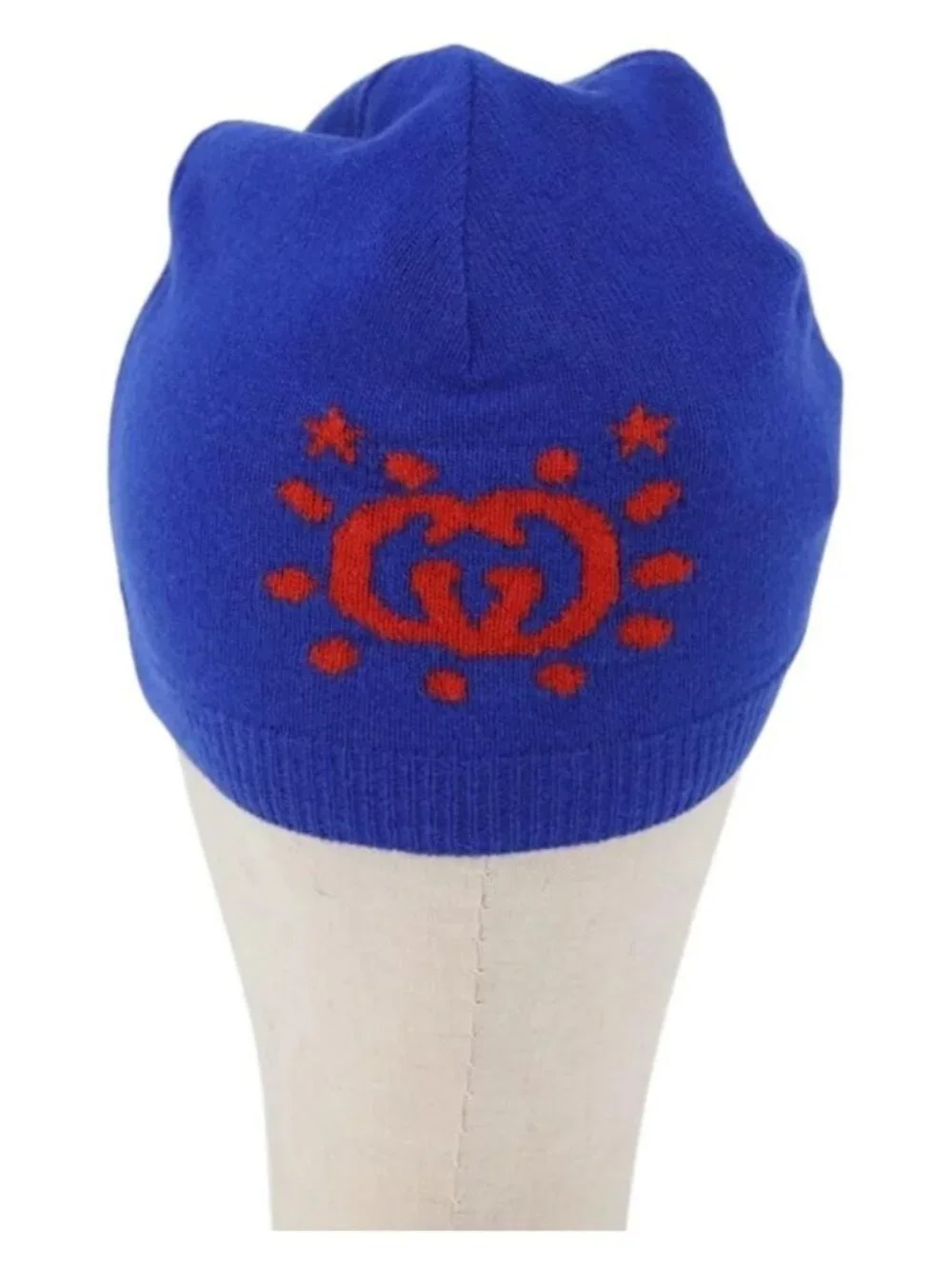 GUCCI GG Canvas knitted Fabrics Cap M Blue 748423 Auth bs33379